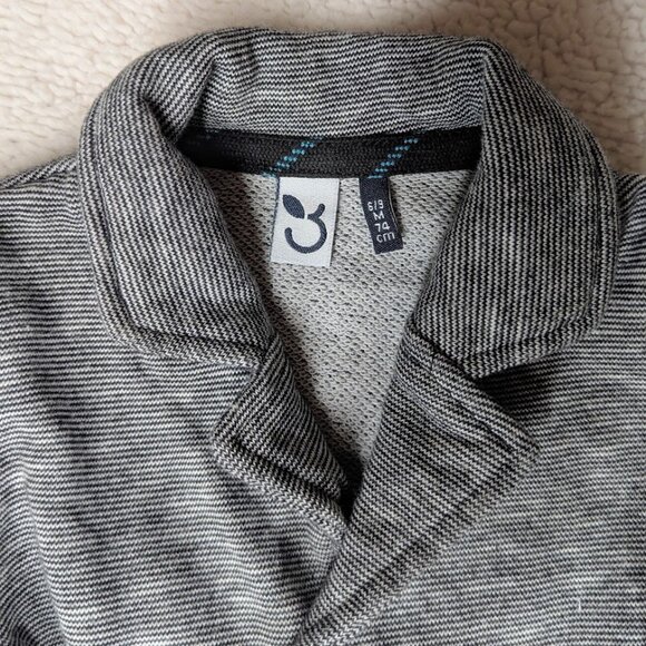 3Pomme Infant 6/9 Month Black/White Marl Blazer w/Shorts Knit w/Dinosaur Patch - Picture 3 of 8